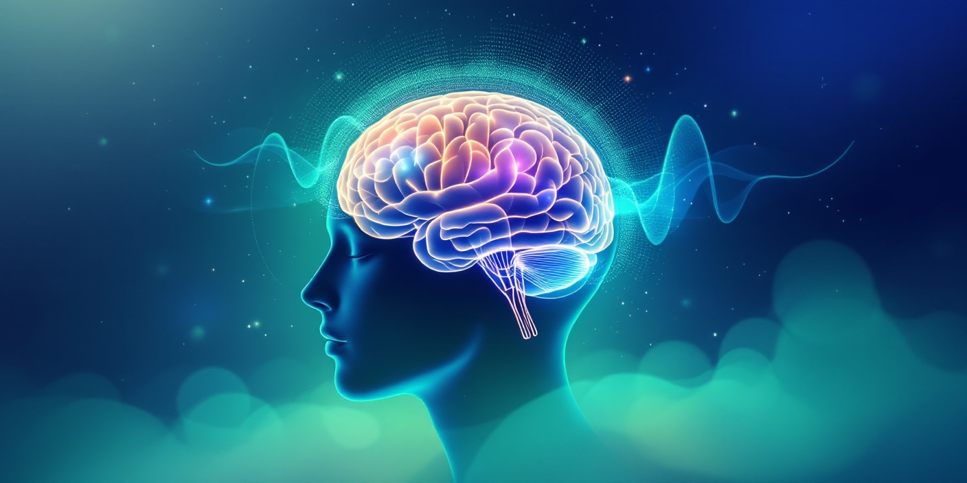 Cerveau en état d'hypnose avec ondes cérébrales apaisées