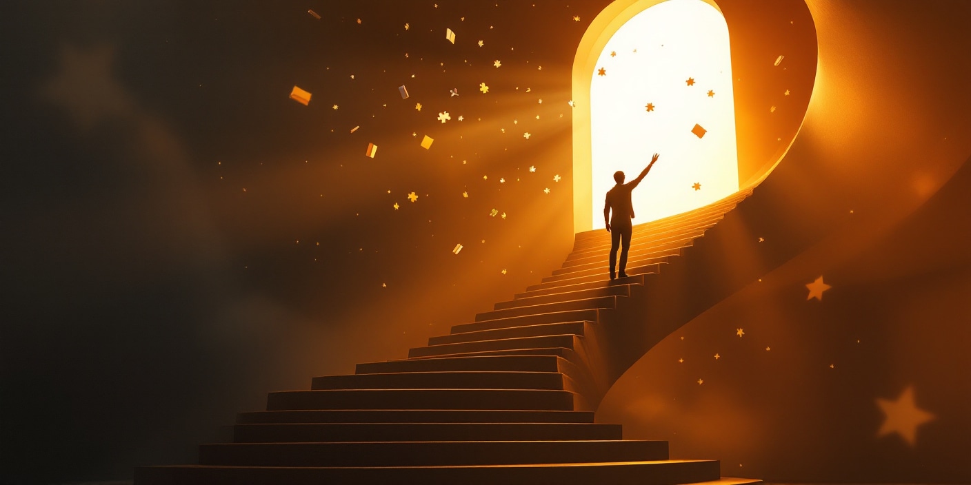 Escalier symbolisant la croissance personnelle vers la lumière